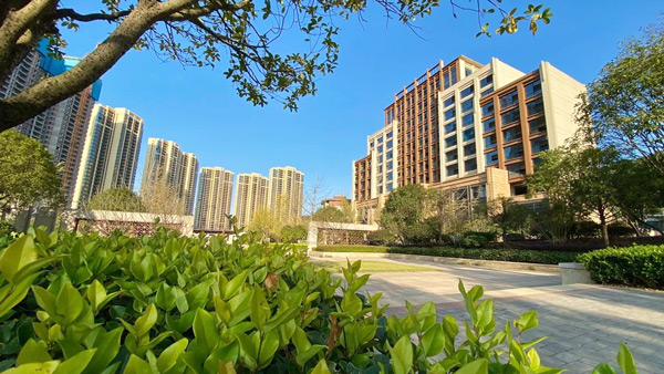 湖南九龍灣新樓盤外墻真石漆施工案例